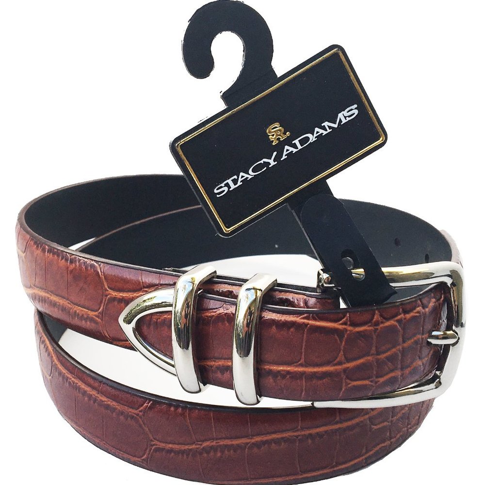 Stacy Adams Croco Embossed Leather Belt New